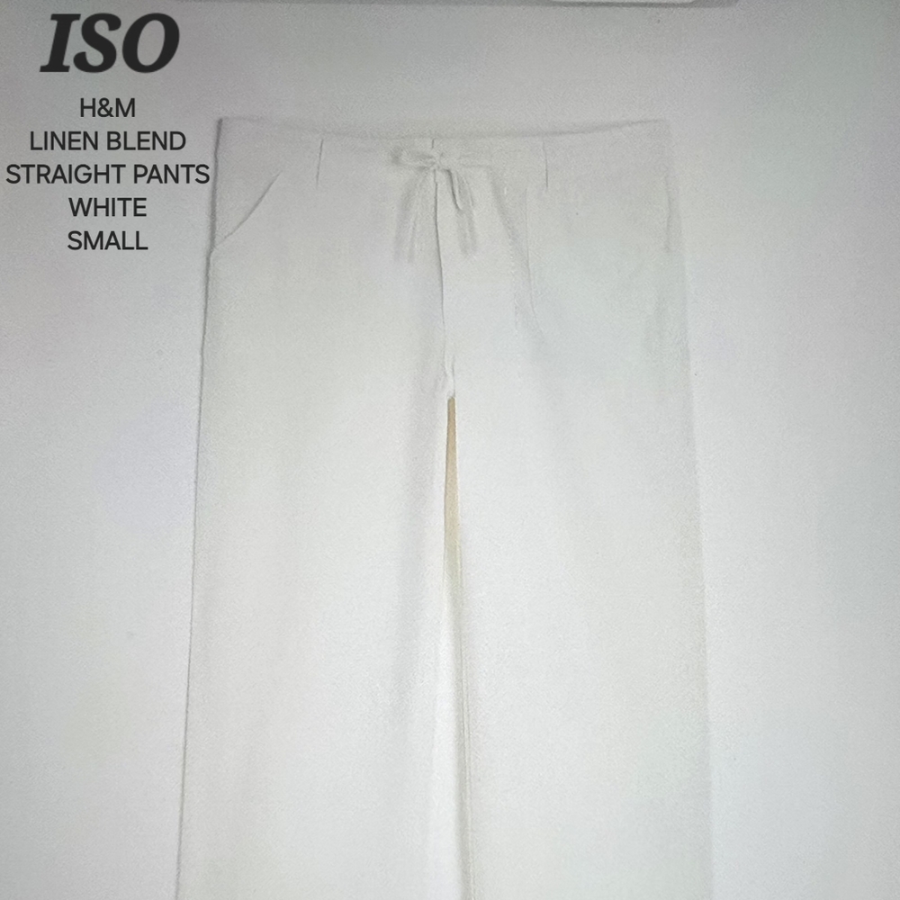 ISO: H&M LINEN BLEND STRAIGHT PANTS (WHITE)